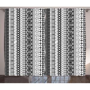 Ambesonne Christmas Curtains, Classical Christmas Ornaments and Baubles Coniferous Pine Tree Twig Tinsel Print, Living Room Bedroom Window Drapes 2 Panel Set, 108″ X 90″, Vermilion Green(White Charcoal)
