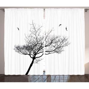 Ambesonne Christmas Curtains, Classical Christmas Ornaments and Baubles Coniferous Pine Tree Twig Tinsel Print, Living Room Bedroom Window Drapes 2 Panel Set, 108″ X 90″, Vermilion Green(Black Ecru)