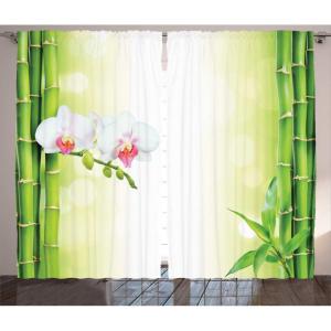 Ambesonne Christmas Curtains, Classical Christmas Ornaments and Baubles Coniferous Pine Tree Twig Tinsel Print, Living Room Bedroom Window Drapes 2 Panel Set, 108″ X 90″, Vermilion Green(White Green)