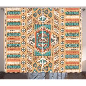 Ambesonne Christmas Curtains, Classical Christmas Ornaments and Baubles Coniferous Pine Tree Twig Tinsel Print, Living Room Bedroom Window Drapes 2 Panel Set, 108″ X 90″, Vermilion Green(Apricot Orange)