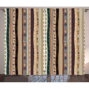 Ambesonne Christmas Curtains, Classical Christmas Ornaments and Baubles Coniferous Pine Tree Twig Tinsel Print, Living Room Bedroom Window Drapes 2 Panel Set, 108″ X 90″, Vermilion Green(Soft Brown)