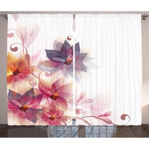 Ambesonne Christmas Curtains, Classical Christmas Ornaments and Baubles Coniferous Pine Tree Twig Tinsel Print, Living Room Bedroom Window Drapes 2 Panel Set, 108″ X 90″, Vermilion Green(Purple Orange)