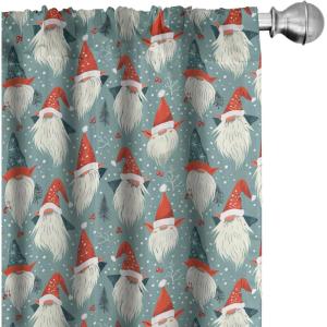 Ambesonne Christmas Curtains, Tree Branches Spruce Leaves Balls Bells Cones Poinsettia Flowers Mistletoe Berry, Window Treatments 2 Panel Set for Living Room Bedroom, Pair of – 28″ x 63″, Ruby Green(Pale Slate Blue and Vermilion)