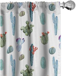 Ambesonne Christmas Curtains, Tree Branches Spruce Leaves Balls Bells Cones Poinsettia Flowers Mistletoe Berry, Window Treatments 2 Panel Set for Living Room Bedroom, Pair of – 28″ x 63″, Ruby Green(Blue Green)