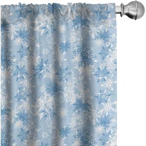 Ambesonne Christmas Curtains, Tree Branches Spruce Leaves Balls Bells Cones Poinsettia Flowers Mistletoe Berry, Window Treatments 2 Panel Set for Living Room Bedroom, Pair of – 28″ x 63″, Ruby Green(Pale Blue)