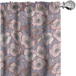 Ambesonne Christmas Curtains, Tree Branches Spruce Leaves Balls Bells Cones Poinsettia Flowers Mistletoe Berry, Window Treatments 2 Panel Set for Living Room Bedroom, Pair of – 28″ x 63″, Ruby Green(Blush Mauve)