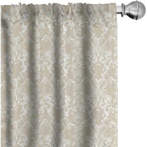 Ambesonne Christmas Curtains, Tree Branches Spruce Leaves Balls Bells Cones Poinsettia Flowers Mistletoe Berry, Window Treatments 2 Panel Set for Living Room Bedroom, Pair of – 28″ x 63″, Ruby Green(Beige White)