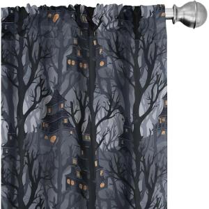 Ambesonne Christmas Curtains, Tree Branches Spruce Leaves Balls Bells Cones Poinsettia Flowers Mistletoe Berry, Window Treatments 2 Panel Set for Living Room Bedroom, Pair of – 28″ x 63″, Ruby Green(Grey Orange and Dimgray)