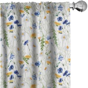 Ambesonne Christmas Curtains, Tree Branches Spruce Leaves Balls Bells Cones Poinsettia Flowers Mistletoe Berry, Window Treatments 2 Panel Set for Living Room Bedroom, Pair of – 28″ x 63″, Ruby Green(White Yellow)