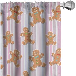 Ambesonne Christmas Curtains, Tree Branches Spruce Leaves Balls Bells Cones Poinsettia Flowers Mistletoe Berry, Window Treatments 2 Panel Set for Living Room Bedroom, Pair of – 28″ x 63″, Ruby Green(Brown Pink)