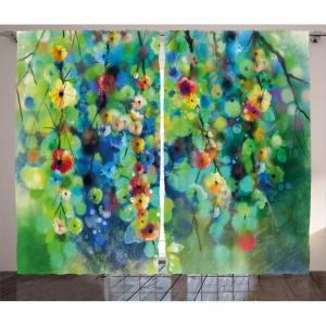 Ambesonne Christmas Curtains, Wooden Rustic Log Cottage Scenery in The Winter Season Warm Moonlight, Living Room Bedroom Window Drapes 2 Panel Set, 108 X 84, White Navy(Blue and Green)