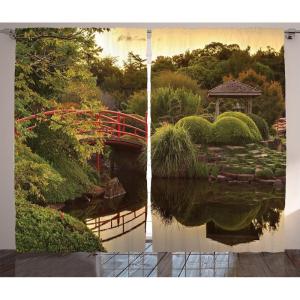Ambesonne Christmas Curtains, Wooden Rustic Log Cottage Scenery in The Winter Season Warm Moonlight, Living Room Bedroom Window Drapes 2 Panel Set, 108 X 84, White Navy(Green Yellow)
