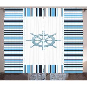 Ambesonne Christmas Curtains, Wooden Rustic Log Cottage Scenery in The Winter Season Warm Moonlight, Living Room Bedroom Window Drapes 2 Panel Set, 108 X 84, White Navy(Blue Navy)