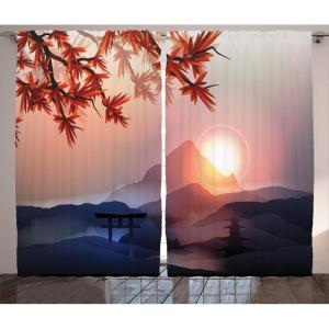 Ambesonne Christmas Curtains, Wooden Rustic Log Cottage Scenery in The Winter Season Warm Moonlight, Living Room Bedroom Window Drapes 2 Panel Set, 108 X 84, White Navy(Blue Pink)