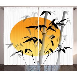Ambesonne Christmas Curtains, Wooden Rustic Log Cottage Scenery in The Winter Season Warm Moonlight, Living Room Bedroom Window Drapes 2 Panel Set, 108 X 84, White Navy(Orange White)