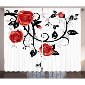 Ambesonne Christmas Curtains, Wooden Rustic Log Cottage Scenery in The Winter Season Warm Moonlight, Living Room Bedroom Window Drapes 2 Panel Set, 108 X 84, White Navy(Vermilion Black)