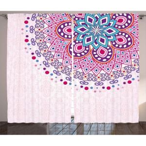 Ambesonne Christmas Curtains, Wooden Rustic Log Cottage Scenery in The Winter Season Warm Moonlight, Living Room Bedroom Window Drapes 2 Panel Set, 108 X 84, White Navy(Pink Purple)