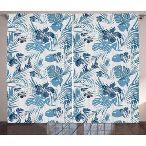 Ambesonne Christmas Curtains, Wooden Rustic Log Cottage Scenery in The Winter Season Warm Moonlight, Living Room Bedroom Window Drapes 2 Panel Set, 108 X 84, White Navy(Blue Lilac)