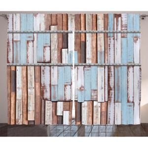 Ambesonne Christmas Curtains, Wooden Rustic Log Cottage Scenery in The Winter Season Warm Moonlight, Living Room Bedroom Window Drapes 2 Panel Set, 108 X 84, White Navy(Mauve Teal)