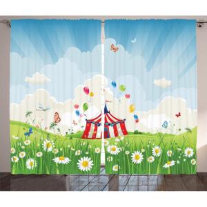 Ambesonne Christmas Curtains, Wooden Rustic Log Cottage Scenery in The Winter Season Warm Moonlight, Living Room Bedroom Window Drapes 2 Panel Set, 108 X 84, White Navy(Green Dark Blue)