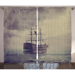 Ambesonne Christmas Curtains, Wooden Rustic Log Cottage Scenery in The Winter Season Warm Moonlight, Living Room Bedroom Window Drapes 2 Panel Set, 108 X 84, White Navy(Tan Plum)