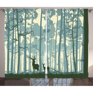 Ambesonne Christmas Curtains, Wooden Rustic Log Cottage Scenery in The Winter Season Warm Moonlight, Living Room Bedroom Window Drapes 2 Panel Set, 108 X 84, White Navy(Plum)