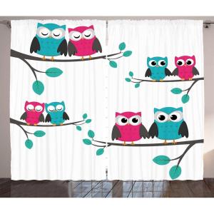 Ambesonne Christmas Curtains, Wooden Rustic Log Cottage Scenery in The Winter Season Warm Moonlight, Living Room Bedroom Window Drapes 2 Panel Set, 108 X 84, White Navy(Turquoise Blue Pink)