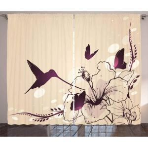 Ambesonne Christmas Curtains, Wooden Rustic Log Cottage Scenery in The Winter Season Warm Moonlight, Living Room Bedroom Window Drapes 2 Panel Set, 108 X 84, White Navy(Pale Peach and Purple)