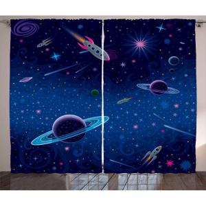 Ambesonne Christmas Curtains, Wooden Rustic Log Cottage Scenery in The Winter Season Warm Moonlight, Living Room Bedroom Window Drapes 2 Panel Set, 108 X 84, White Navy(Indigo Black)