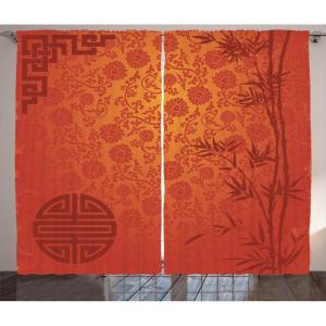 Ambesonne Christmas Curtains, Wooden Rustic Log Cottage Scenery in The Winter Season Warm Moonlight, Living Room Bedroom Window Drapes 2 Panel Set, 108 X 84, White Navy(Orange Ruby)