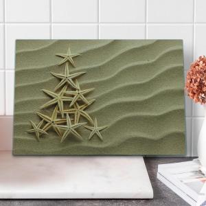 Ambesonne Christmas Cutting Board, Words Print with Original Celebration Objects with Presents and Candies Image, Decorative Tempered Glass Cutting and Serving Board, Small Size, Grey Yellow(Dark Sand Brown Pale Camel)