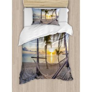 Ambesonne Christmas Duvet Cover Set, Floral Winter Red Bird Hat and Scarf on Blooming Tree Nature Inspired, Decorative 3 Piece Bedding Set with 2 Pillow Shams, Queen Size, Burgundy Green(Blue Sand)