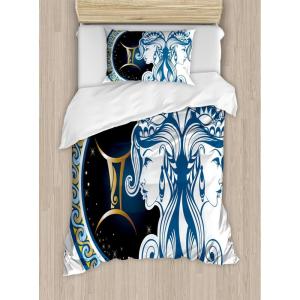 Ambesonne Christmas Duvet Cover Set, Floral Winter Red Bird Hat and Scarf on Blooming Tree Nature Inspired, Decorative 3 Piece Bedding Set with 2 Pillow Shams, Queen Size, Burgundy Green(Blue Black)