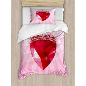 Ambesonne Christmas Duvet Cover Set, Floral Winter Red Bird Hat and Scarf on Blooming Tree Nature Inspired, Decorative 3 Piece Bedding Set with 2 Pillow Shams, Queen Size, Burgundy Green(Pink Red)