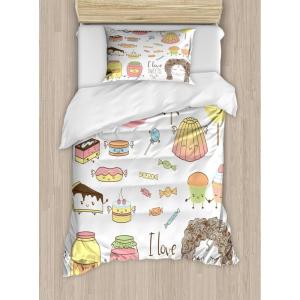 Ambesonne Christmas Duvet Cover Set, Floral Winter Red Bird Hat and Scarf on Blooming Tree Nature Inspired, Decorative 3 Piece Bedding Set with 2 Pillow Shams, Queen Size, Burgundy Green(Yellow)