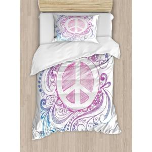 Ambesonne Christmas Duvet Cover Set, Floral Winter Red Bird Hat and Scarf on Blooming Tree Nature Inspired, Decorative 3 Piece Bedding Set with 2 Pillow Shams, Queen Size, Burgundy Green(Pink White)