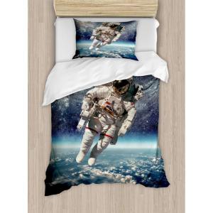 Ambesonne Christmas Duvet Cover Set, Floral Winter Red Bird Hat and Scarf on Blooming Tree Nature Inspired, Decorative 3 Piece Bedding Set with 2 Pillow Shams, Queen Size, Burgundy Green(Blue Gray)