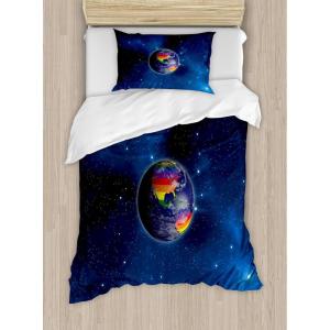 Ambesonne Christmas Duvet Cover Set, Floral Winter Red Bird Hat and Scarf on Blooming Tree Nature Inspired, Decorative 3 Piece Bedding Set with 2 Pillow Shams, Queen Size, Burgundy Green(Dark Blue)