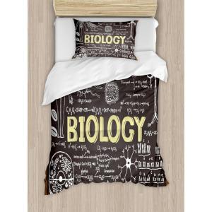 Ambesonne Christmas Duvet Cover Set, Floral Winter Red Bird Hat and Scarf on Blooming Tree Nature Inspired, Decorative 3 Piece Bedding Set with 2 Pillow Shams, Queen Size, Burgundy Green(Black and Brown)