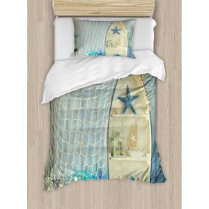 Ambesonne Christmas Duvet Cover Set, Floral Winter Red Bird Hat and Scarf on Blooming Tree Nature Inspired, Decorative 3 Piece Bedding Set with 2 Pillow Shams, Queen Size, Burgundy Green(Blue Beige)
