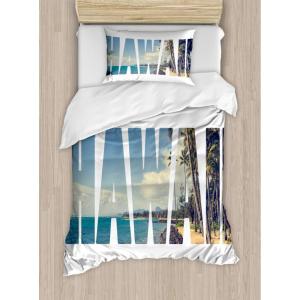 Ambesonne Christmas Duvet Cover Set, Floral Winter Red Bird Hat and Scarf on Blooming Tree Nature Inspired, Decorative 3 Piece Bedding Set with 2 Pillow Shams, Queen Size, Burgundy Green(White Blue)