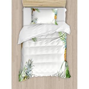 Ambesonne Christmas Duvet Cover Set, Floral Winter Red Bird Hat and Scarf on Blooming Tree Nature Inspired, Decorative 3 Piece Bedding Set with 2 Pillow Shams, Queen Size, Burgundy Green(Fern Green)