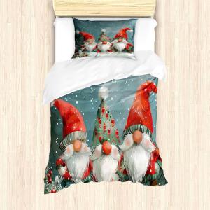 Ambesonne Christmas Duvet Cover Set, Floral Winter Red Bird Hat and Scarf on Blooming Tree Nature Inspired, Decorative 3 Piece Bedding Set with 2 Pillow Shams, Queen Size, Burgundy Green(Vermilion Blue Grey Grey)