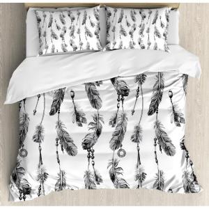 Ambesonne Christmas Duvet Cover Set, Floral Winter Red Bird Hat and Scarf on Blooming Tree Nature Inspired, Decorative 3 Piece Bedding Set with 2 Pillow Shams, Queen Size, Burgundy Green(Charcoal White)