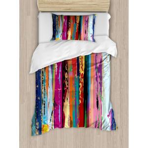 Ambesonne Christmas Duvet Cover Set, Merry Christmas Lettering on an Abstract Modern Snowflake Dot Pattern, Decorative 3 Piece Bedding Set with 2 Pillow Shams, King Size, Black Beige(Rainbow Color)
