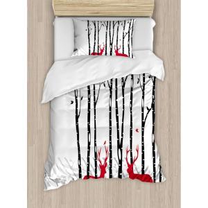 Ambesonne Christmas Duvet Cover Set, Merry Christmas Lettering on an Abstract Modern Snowflake Dot Pattern, Decorative 3 Piece Bedding Set with 2 Pillow Shams, King Size, Black Beige(White Red)