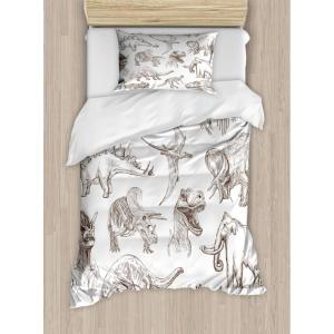 Ambesonne Christmas Duvet Cover Set, Merry Christmas Lettering on an Abstract Modern Snowflake Dot Pattern, Decorative 3 Piece Bedding Set with 2 Pillow Shams, King Size, Black Beige(Dark Brown)