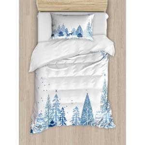 Ambesonne Christmas Duvet Cover Set, Merry Christmas Lettering on an Abstract Modern Snowflake Dot Pattern, Decorative 3 Piece Bedding Set with 2 Pillow Shams, King Size, Black Beige(Blue White)