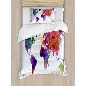 Ambesonne Christmas Duvet Cover Set, Merry Christmas Lettering on an Abstract Modern Snowflake Dot Pattern, Decorative 3 Piece Bedding Set with 2 Pillow Shams, King Size, Black Beige(Gray Purple)