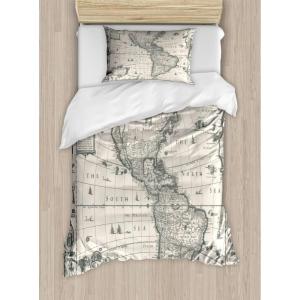 Ambesonne Christmas Duvet Cover Set, Merry Christmas Lettering on an Abstract Modern Snowflake Dot Pattern, Decorative 3 Piece Bedding Set with 2 Pillow Shams, King Size, Black Beige(Cream Grey)